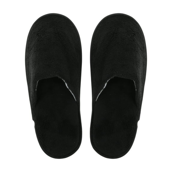 Unique Bargains 1 Pair Disposable Slippers Foldable Hotel Slippers for Family Black