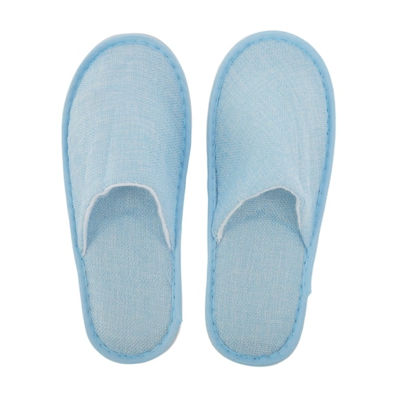 Unique Bargains 1 Pair Disposable Slippers Foldable Linen Closed Toe Slippers Hotel Slippers for Family Sky Blue