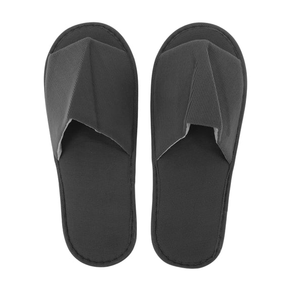 Unique Bargains 1 Pair Disposable Slippers Foldable Open Toe Anti-slip Hotel Slippers Black
