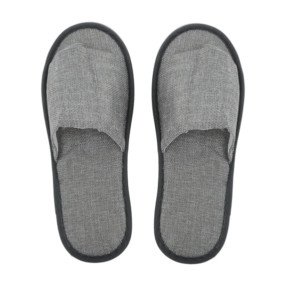 Unique Bargains 1 Pair Disposable Slippers Foldable Open-Toed Linen Slippers Hotel Slippers for Family Gray