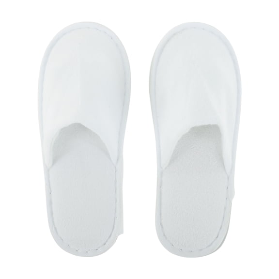 Unique Bargains 1 Pair Disposable Slippers Foldable Pure White Fleece Children's Hotel Slippers White