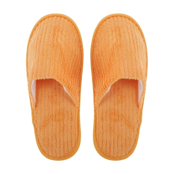 Unique Bargains 1 Pair Disposable Slippers Foldable Striped Hotel Slippers for Family Orange