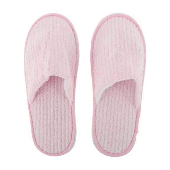 Unique Bargains 1 Pair Disposable Slippers Foldable Striped Hotel Slippers for Family Pink