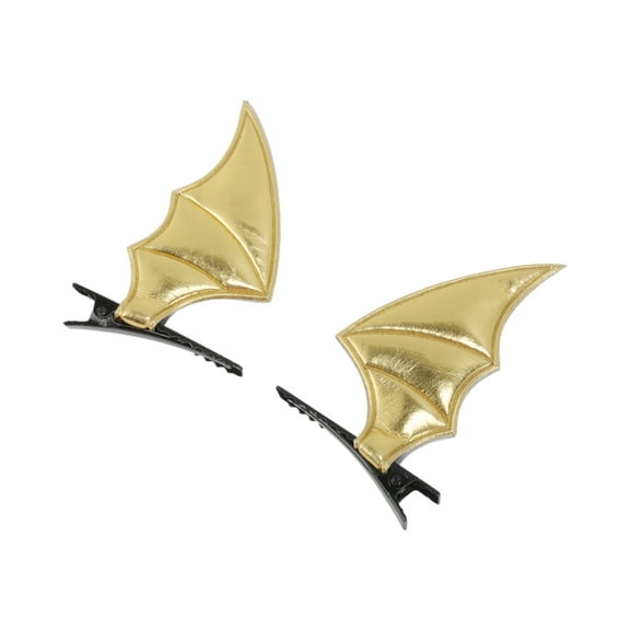 Unique Bargains 1 Pair Duckbill Clip Cute Halloween Bat Design Hair Clip Gold Tone Black