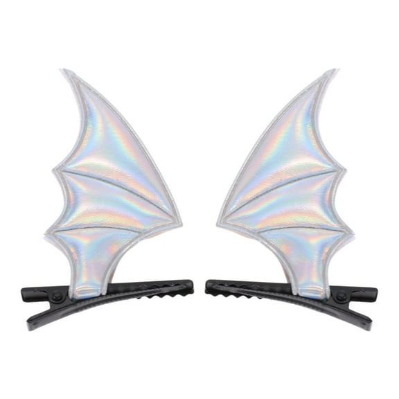 Unique Bargains 1 Pair Duckbill Clip Halloween Bat Hair Clip for Women Silver Tone