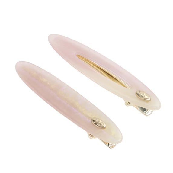 Unique Bargains 1 Pair Duckbill Clip Oval Hair Clips Pink
