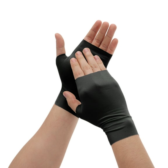 Unique Bargains 1 Pair Durable Sunprotection Manicure Gloves Black