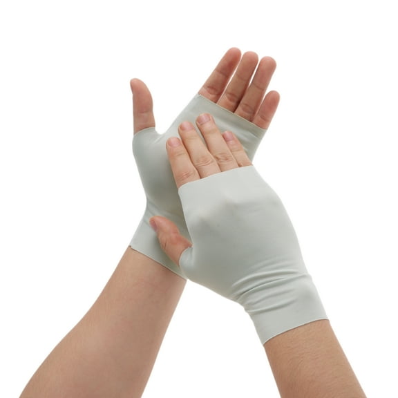 Unique Bargains 1 Pair Durable Sunprotection Manicure Gloves Gray
