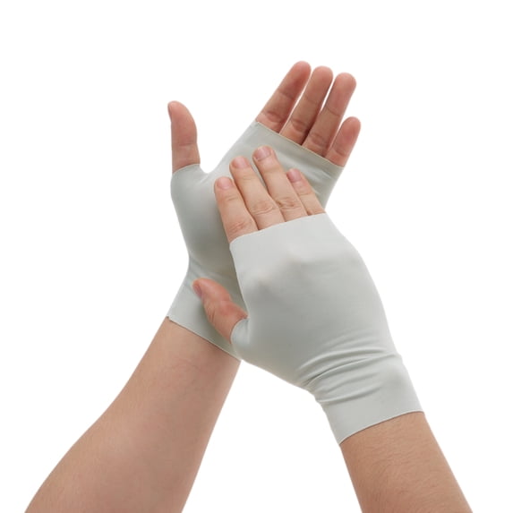 Unique Bargains 1 Pair Durable Sunprotection Manicure Gloves Gray