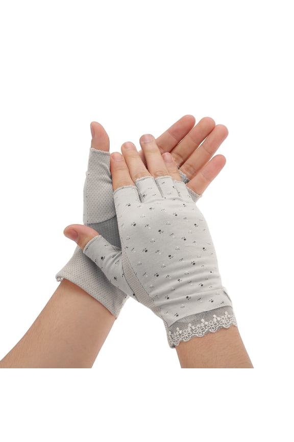 1 Pair Elegant Half finger Manicure Gloves Light Gray