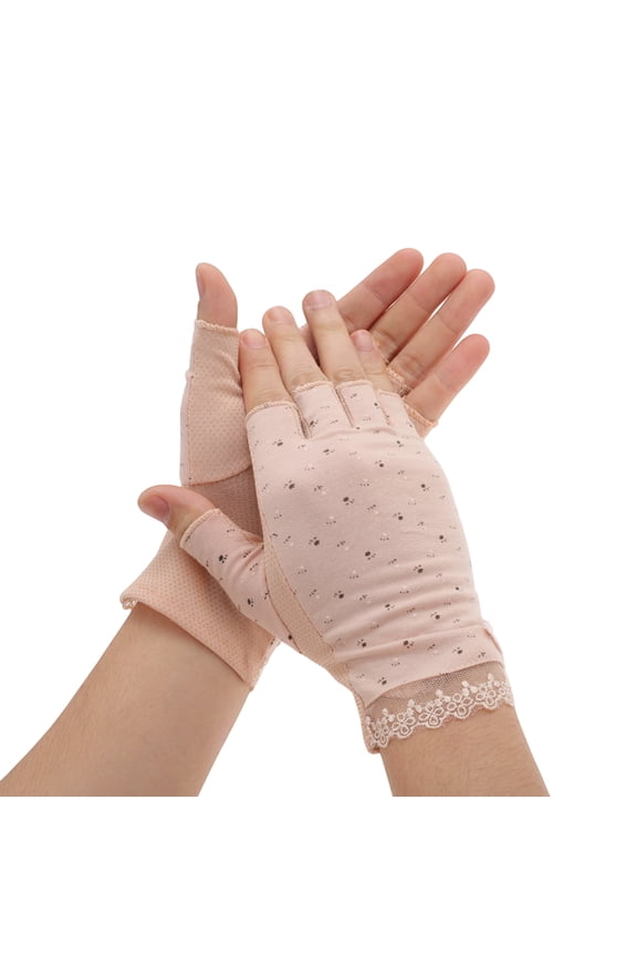 1 Pair Elegant Half finger Manicure Gloves Skin Color