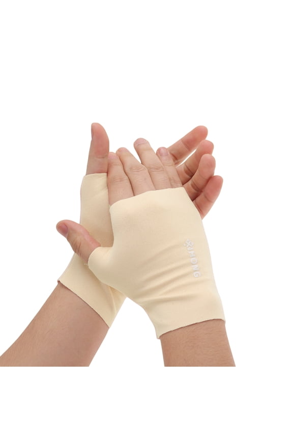1 Pair Elegant Ice-sensing Sunscreen Manicure Gloves Skin Color