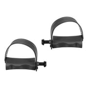 Unique Bargains 1 Pair Exercise Bike Pedals with Straps 1/2 Inch Spindle Cycling Riding MTB BMX 12.7mm Spindle, Black
