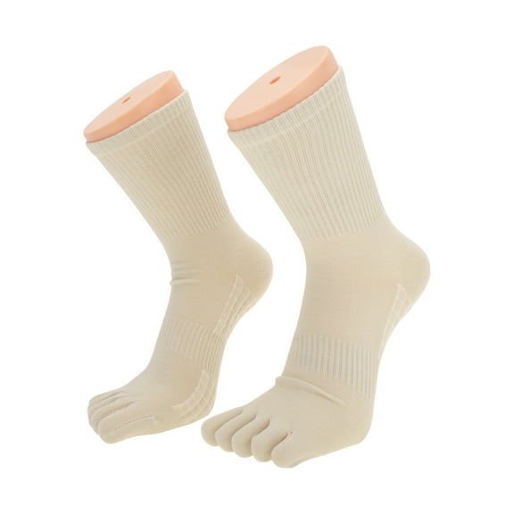 Unique Bargains  1 Pair Five Toe Socks Comfortable Warmth Socks for Women Beige
