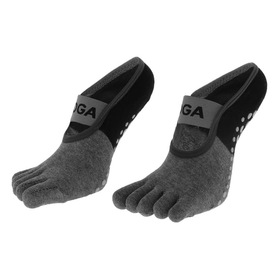 Unique Bargains 1 Pair Five Toe Socks Non-Slip Classic Socks for Women Dark Gray