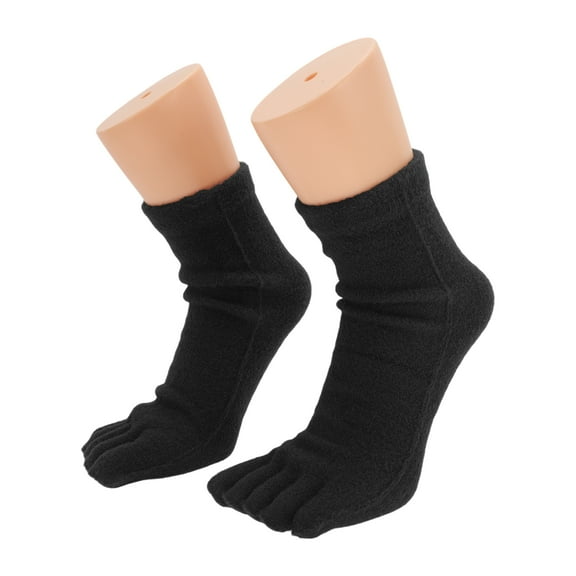 Unique Bargains 1 Pair Five Toe Socks Soft Thickening Socks for Women Black