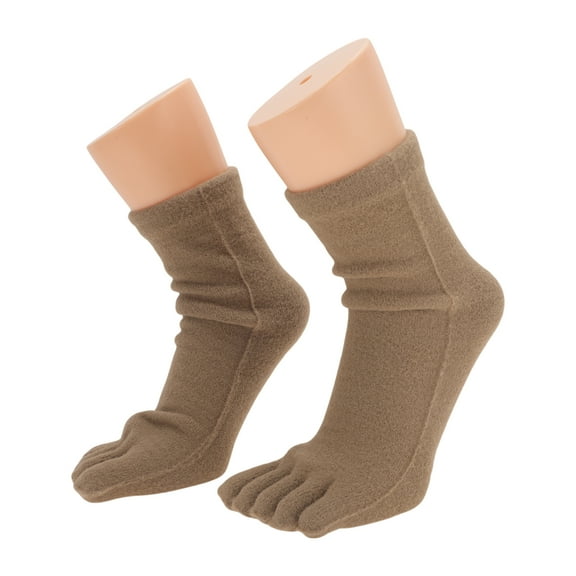 Unique Bargains 1 Pair Five Toe Socks Soft Thickening Socks for Women Brown