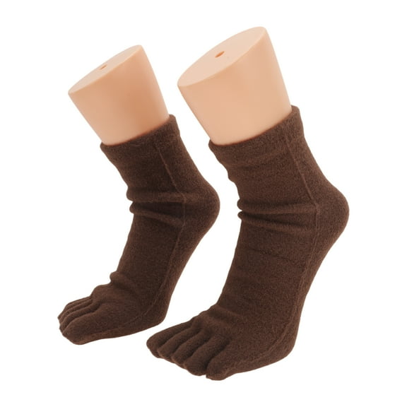 Unique Bargains 1 Pair Five Toe Socks Soft Thickening Socks for Women Coffee