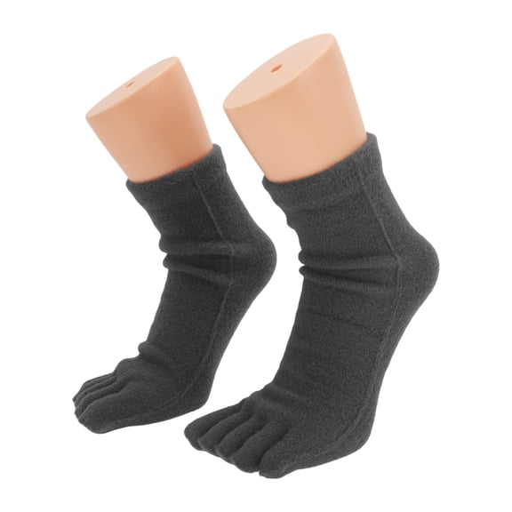 Unique Bargains 1 Pair Five Toe Socks Soft Thickening Socks for Women Deep Gray
