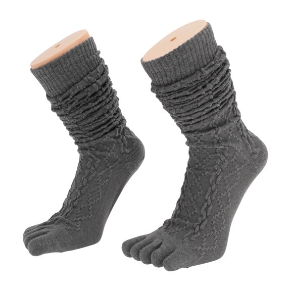 Unique Bargains 1 Pair Five Toe Socks Soft Warmth Socks for Women Gray