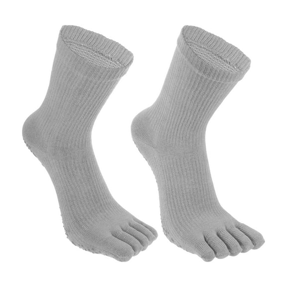 Unique Bargains 1 Pair Full Finger Five Toe Socks Unisex Non Slip Daily Fit Finger Socks Gray