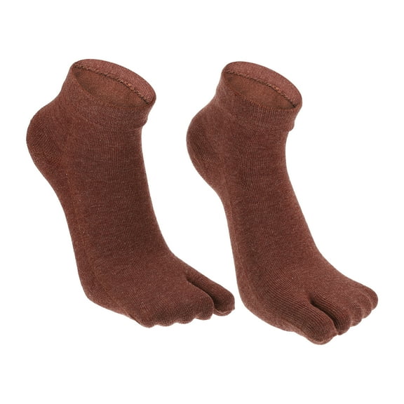 Unique Bargains 1 Pair Full Finger Two Toe Socks Unisex Non Slip Sticky Daily Fit Finger Socks Rust Red