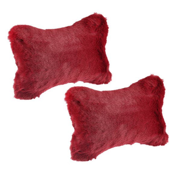 Unique Bargains 1 Pair Furry Car Seat Neck Pillows Soft Fluffy Car Headrest Pillows Head Support Car Decor Red
