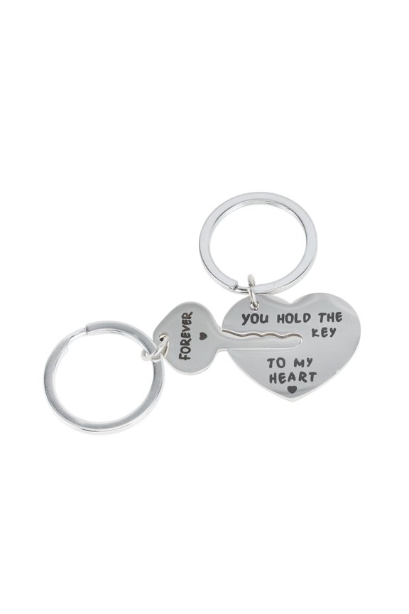 1 Pair Letter Heart Keychain Steel Color Stainless Steel