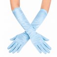 thumbnail image 1 of Unique Bargains 1 Pair Party Gloves Elegant Mid-Length Stretch Satin Long Opera Party Gloves 14.96"x4.72" Sky Blue, 1 of 5