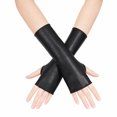 thumbnail image 1 of Unique Bargains 1 Pair Party Gloves Elegant Patent Leather Fingerless Short Style Long Opera Party Gloves 9.06"x3.54" Black, 1 of 5