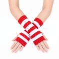 thumbnail image 1 of Unique Bargains 1 Pair Fingerless Gloves Stripes Style Knit Gloves Red, White, 1 of 5