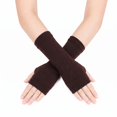 thumbnail image 1 of Unique Bargains 1 Pair Fingerless Gloves Solid Style Knit Gloves Coffee Color, 1 of 5