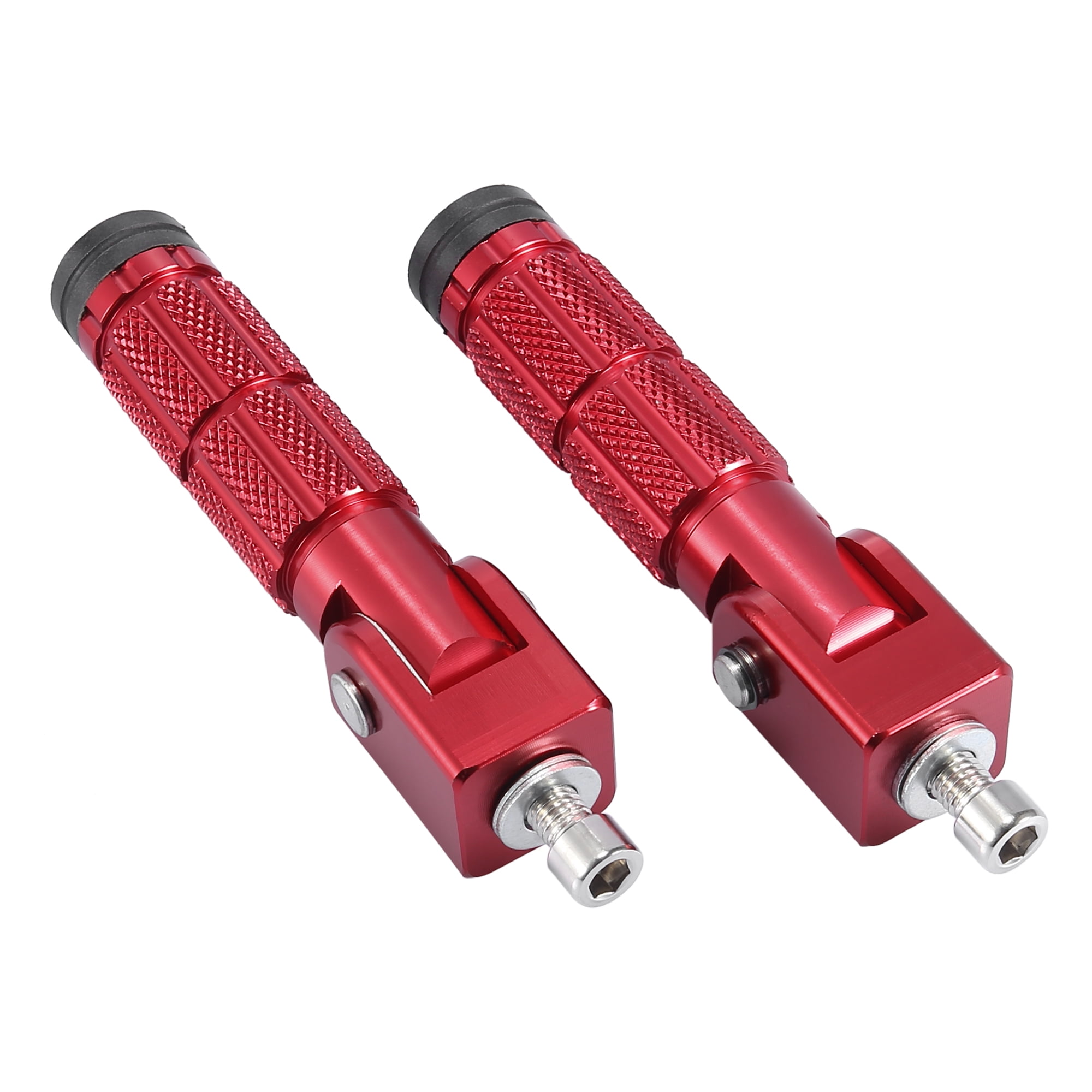 Unique Bargains 1 Pair Red Motorcycle Folding Foot Pegs Aluminum Alloy Motor Footrests Pedals Universal Foot Pegs Replacement