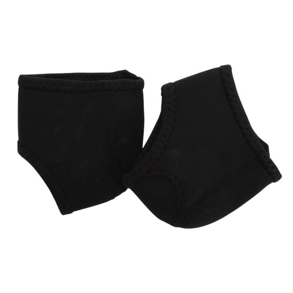 Unique Bargains 1 Pair Reusable Warm Heel Protectors for Travelling Black Red Nylon