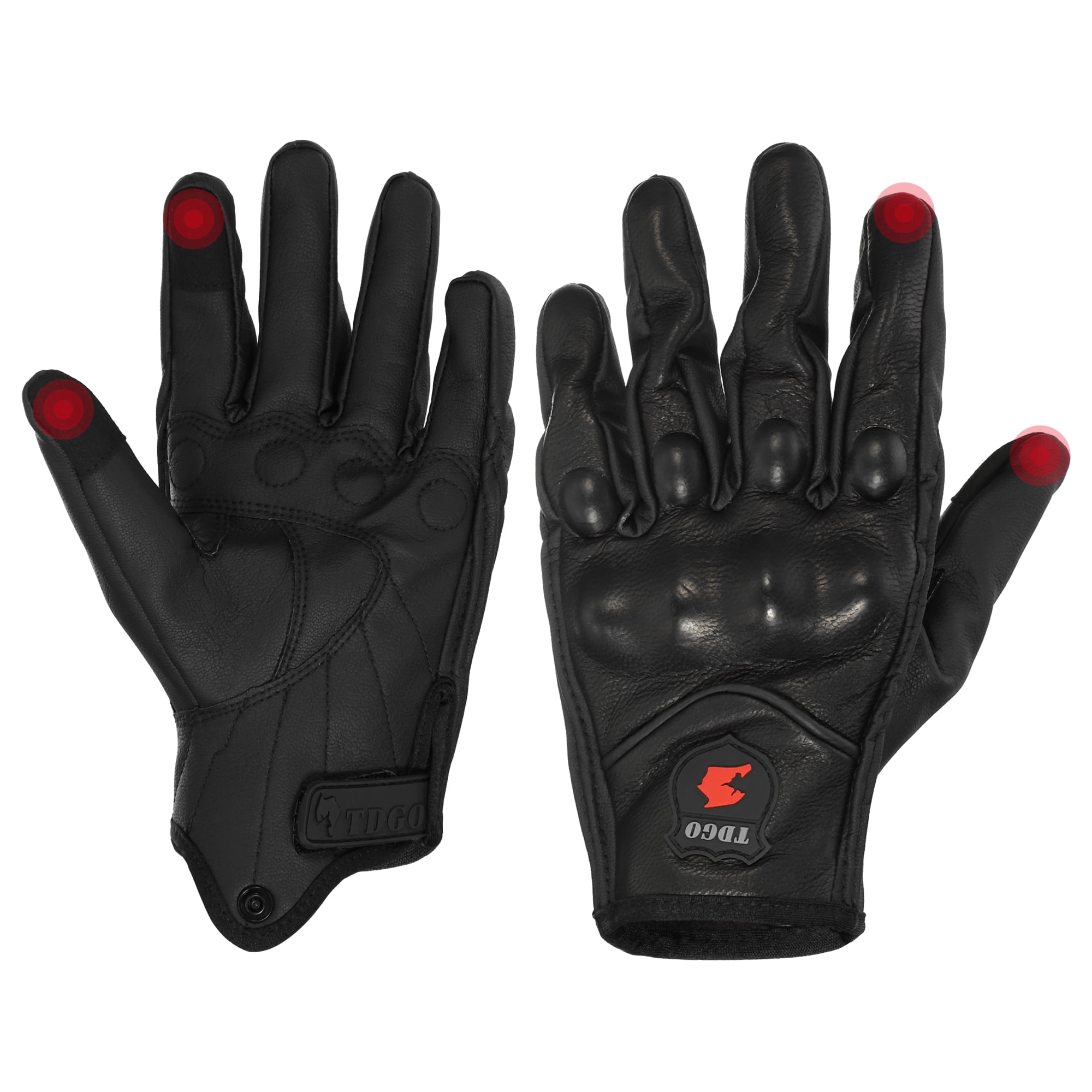 Unique Bargains 1 Pair Riding Gloves Winter Leather Motorcycle Gloves Black XL