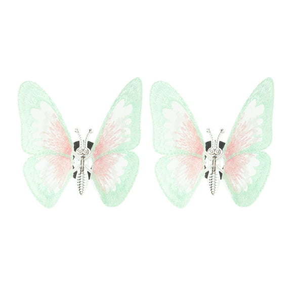 Unique Bargains 1 Pair Shoelace Charms Embroidered Butterflies Fashion Shoe Accessories Green