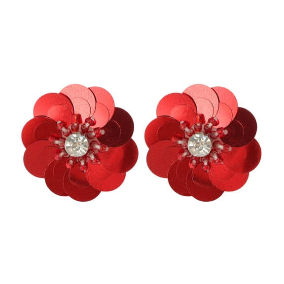 Unique Bargains 1 Pair Shoelace Charms Fashionable Decorative Shoe Clips Red ["Sequins Core Flower"]