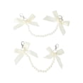 thumbnail image 1 of Unique Bargains 1 Pair Shoelace Charms Sparkly Bow Pearl Chain Decorative Shoe Clips Beige, 1 of 5
