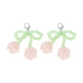 thumbnail image 1 of Unique Bargains 1 Pair Shoelace Charms Sparkly Cherry Beaded Decorative Shoe Clips Pink Green, 1 of 5