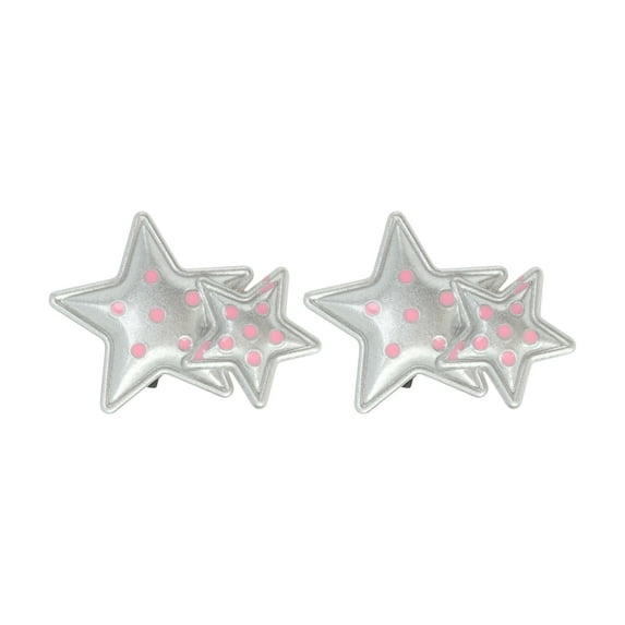 Unique Bargains 1 Pair Shoelace Charms Sparkly Double Stars Decorative Shoe Clips Silver Tone