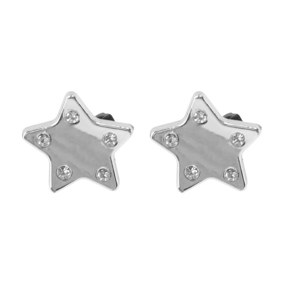 Unique Bargains 1 Pair Shoelace Charms Sparkly Five-Rhinestone Star Decorative Shoe Clips Silver Tone