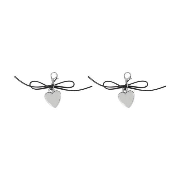 Unique Bargains 1 Pair Shoelace Charms Sparkly Lace-Up Heart Decorative Shoe Clips Black