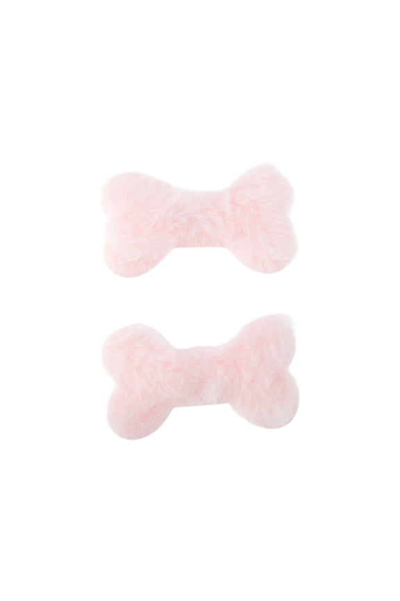 1 Pair Shoelace Charms Sparkly Plush Bone Decorative Shoe Clips Pink