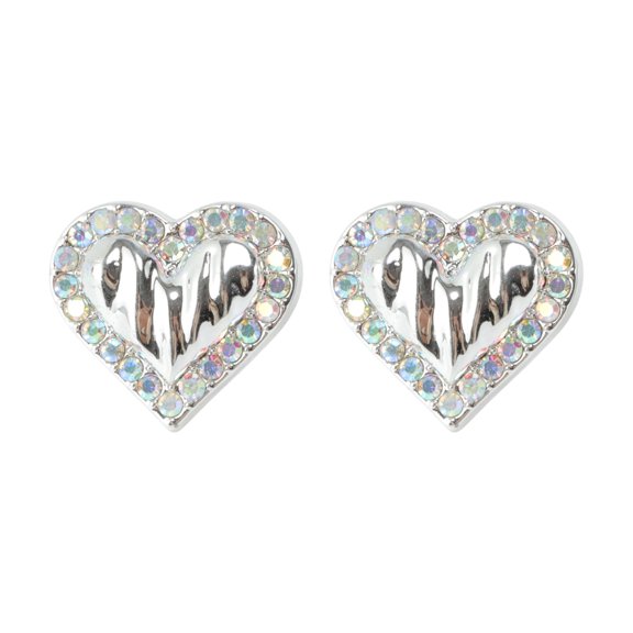 Unique Bargains 1 Pair Shoelace Charms Sparkly Rhinestone Heart Decorative Shoe Clips Silver Tone