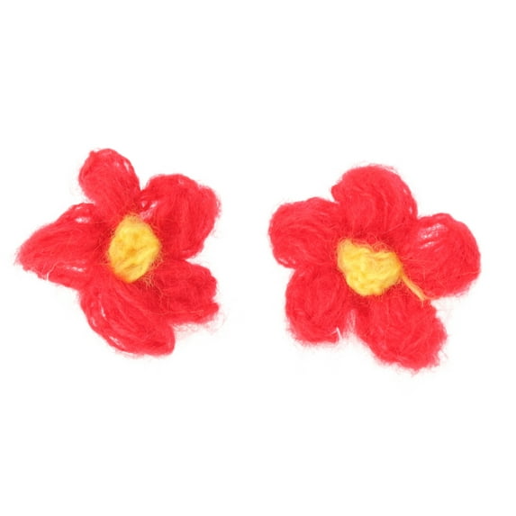 Unique Bargains 1 Pair Shoelace Charms Wool Yarn Flower Fashion Shoe Accessories Red