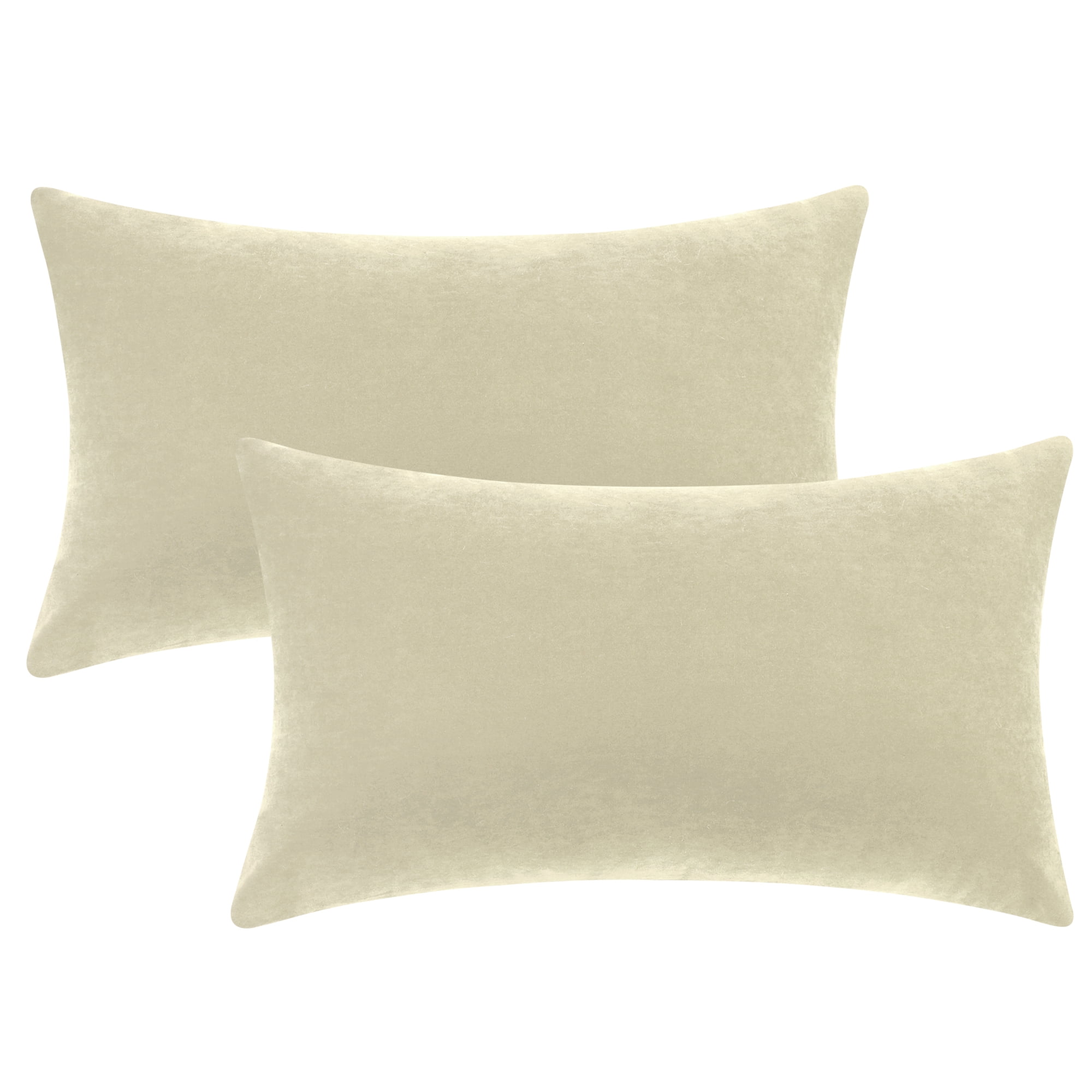 Unique Bargains 1 Pair Solid Color Pillowcases with Hidden Zipper for Bed Sofa and Couch Beige 12" x 20"