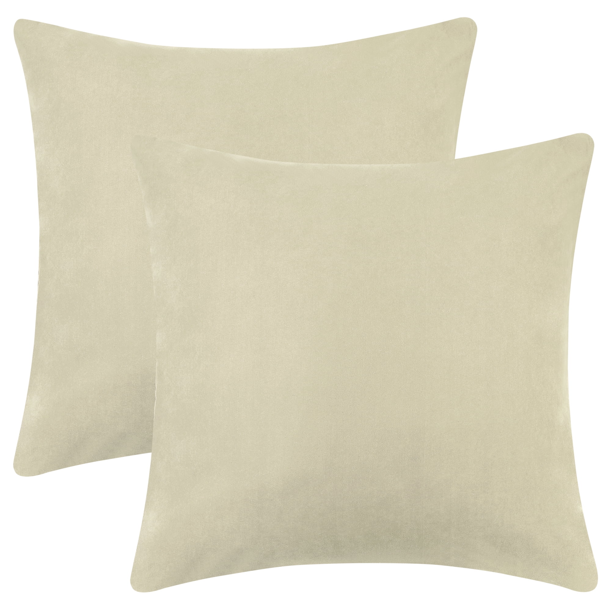 Unique Bargains 1 Pair Solid Color Pillowcases with Hidden Zipper for Bed Sofa and Couch Beige 16" x 16"