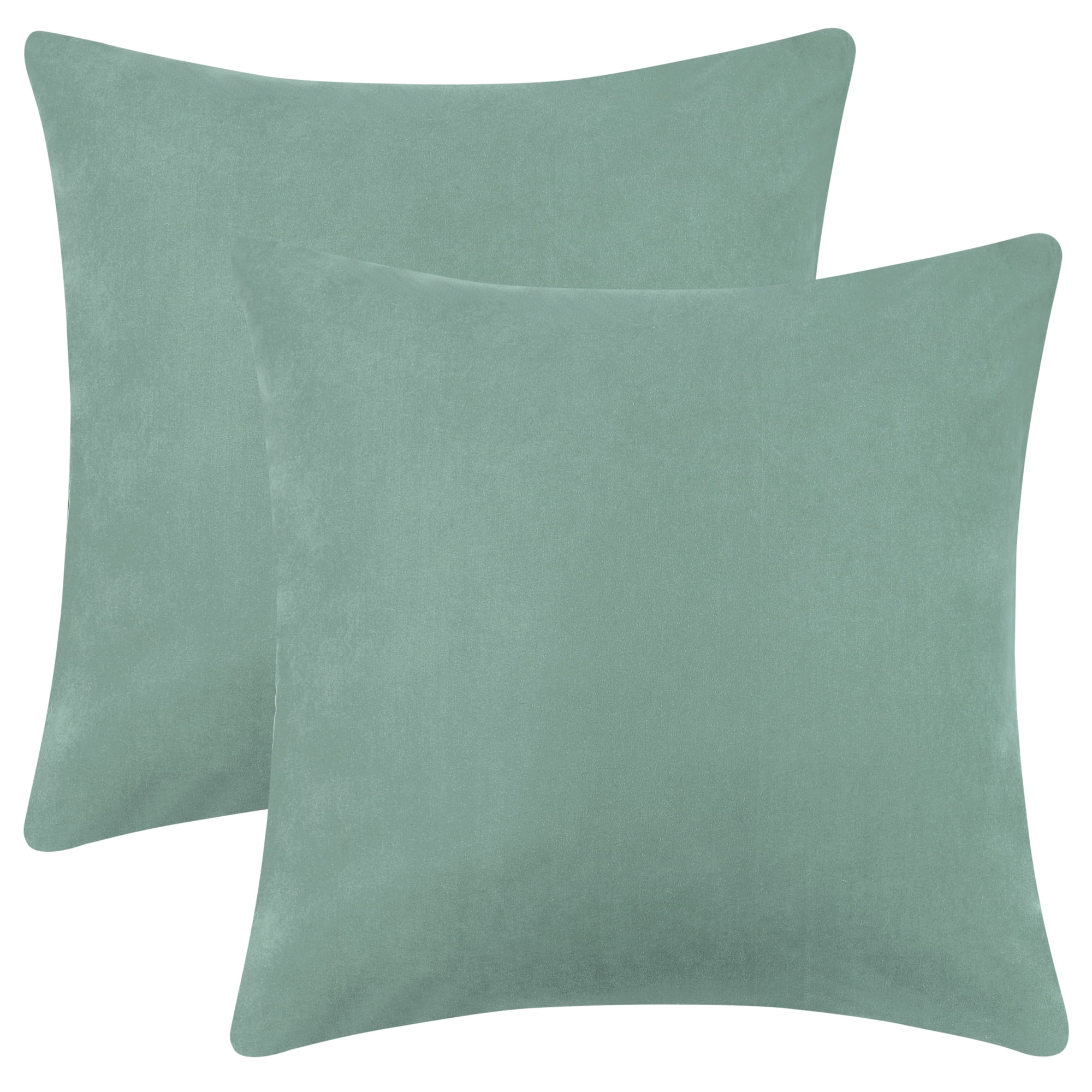 Unique Bargains 1 Pair Solid Color Pillowcases with Hidden Zipper for Bed Sofa and Couch Mint Blue 20" x 20"