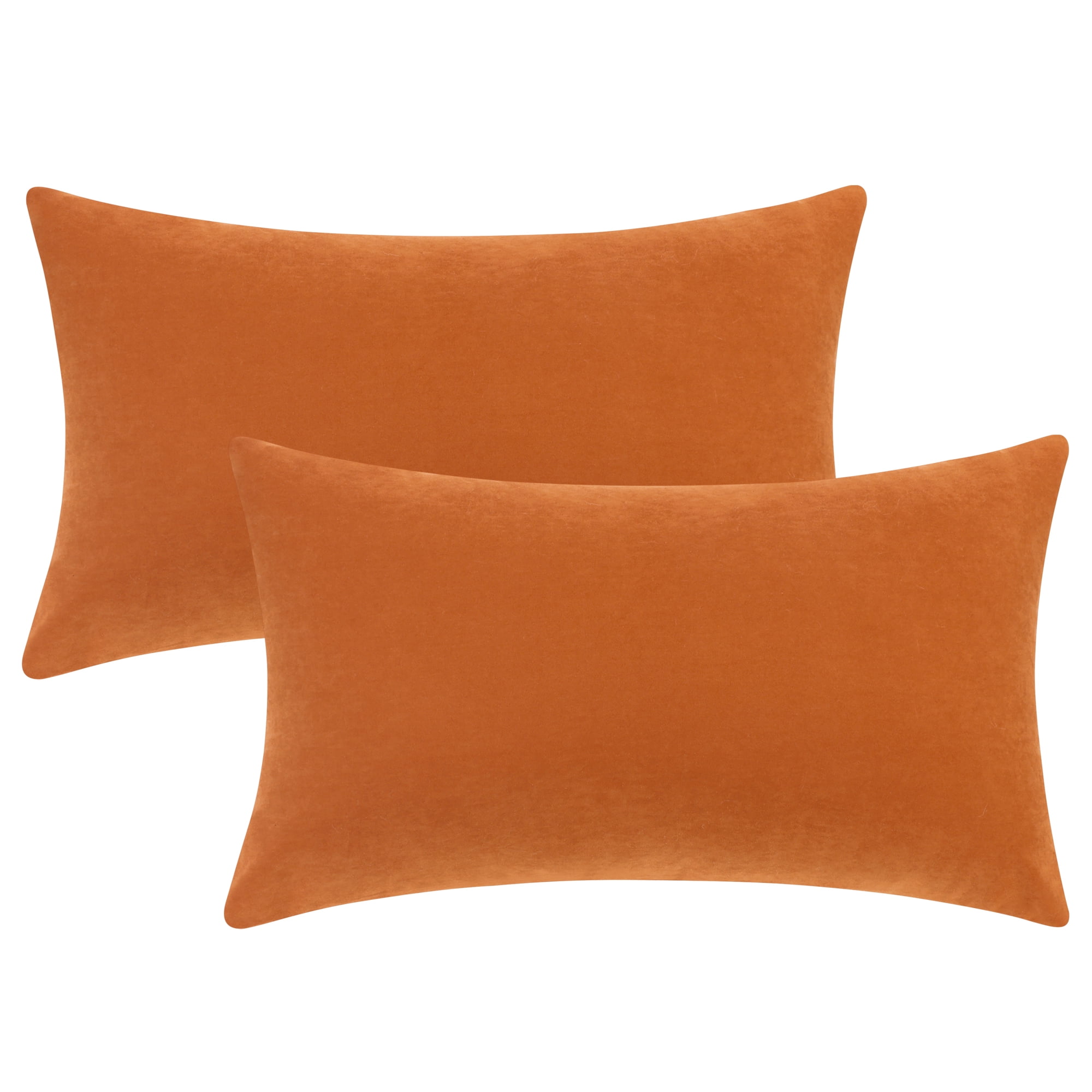 Unique Bargains 1 Pair Solid Color Pillowcases with Hidden Zipper for Bed Sofa and Couch Orange 12" x 20"