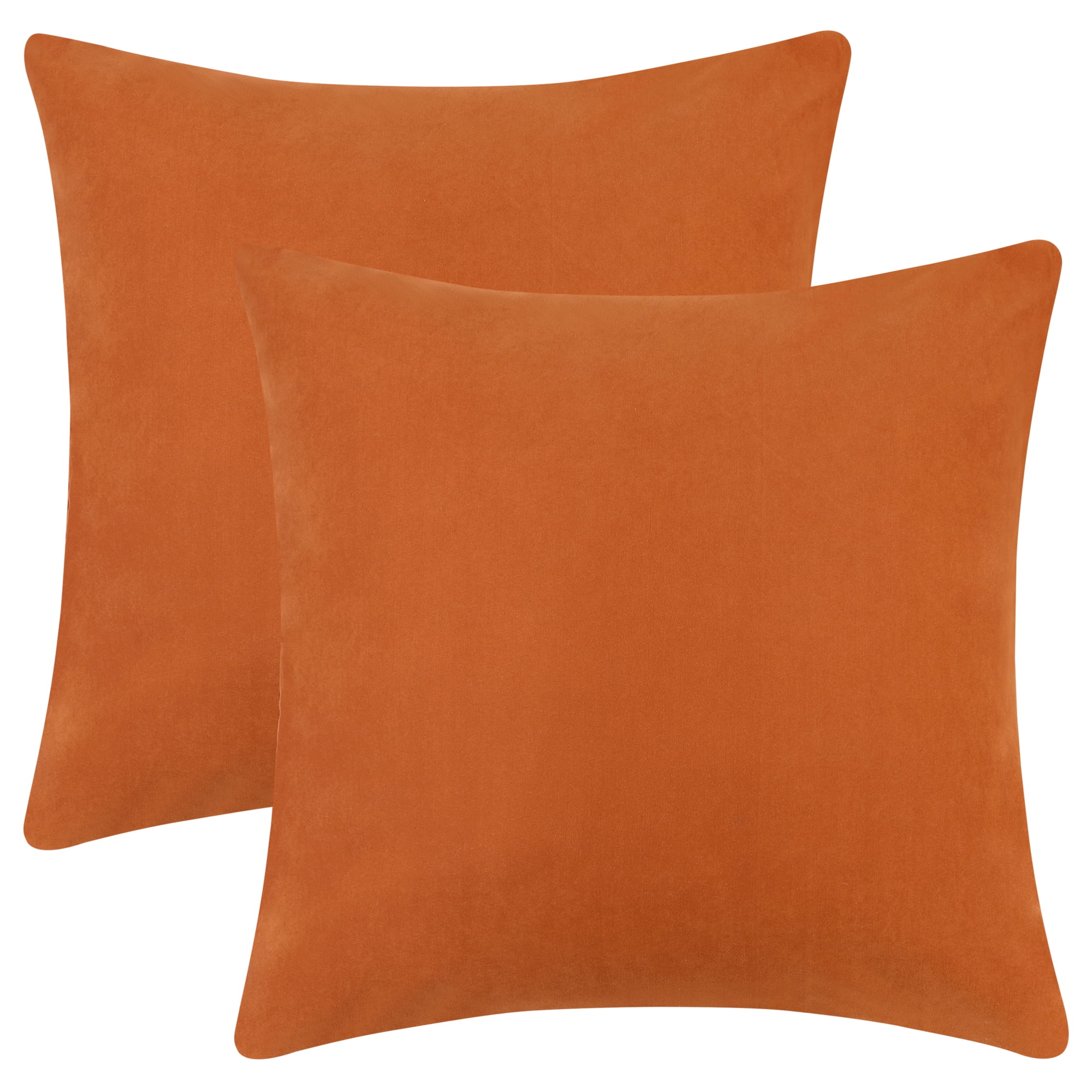 Unique Bargains 1 Pair Solid Color Pillowcases with Hidden Zipper for Bed Sofa and Couch Orange 16" x 16"